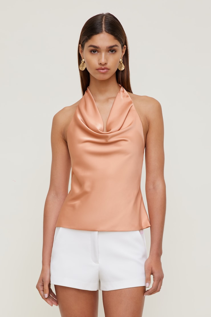 Open Back Apron Top Beige | Dynamite Open Back Apron Top Beige | Dynamite