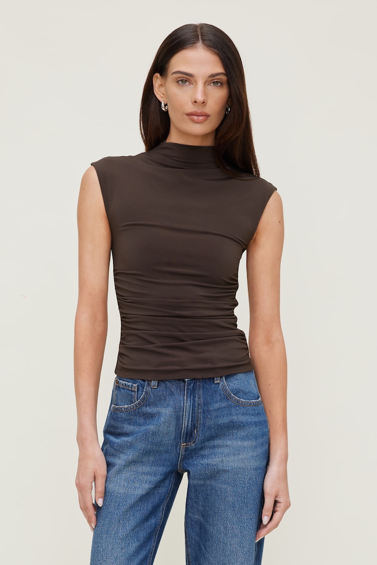 Ribbed Boat Neck Tank Top Blue | Dynamite