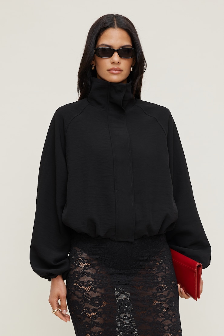 High Neck Airflow Anorak - Dynamite - Black - Women Clothing