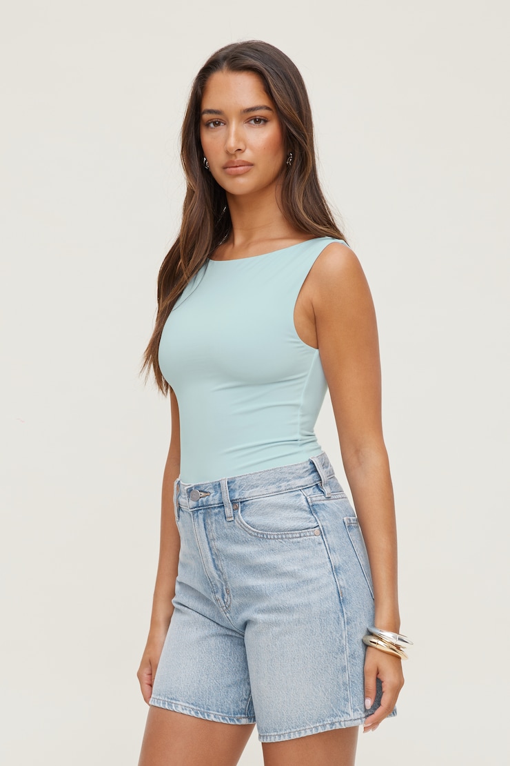Ribbed Boat Neck Tank Top White | Dynamite