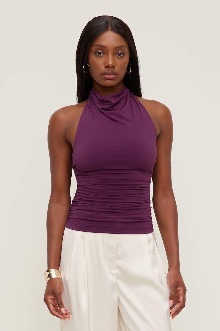 Ribbed Boat Neck Tank Top Blue | Dynamite