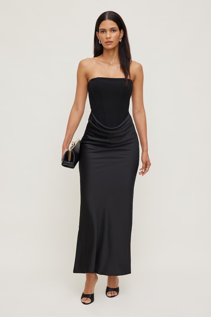 Blaire Corset Maxi Dress - Dynamite - Black - Women Clothing