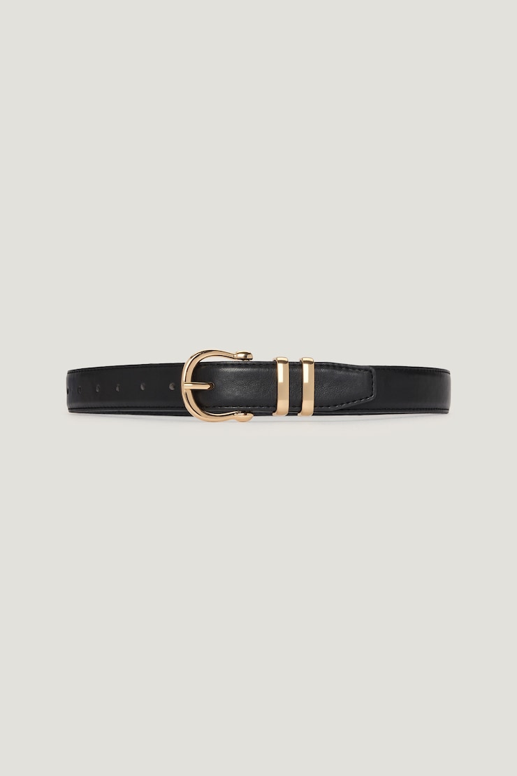 Classic Faux Leather Belt - Dynamite - Black - Women Clothing