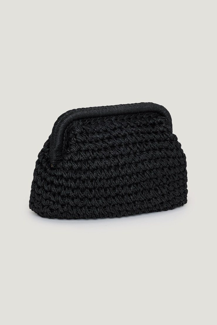 Straw Clutch - Dynamite - Black - Women Clothing