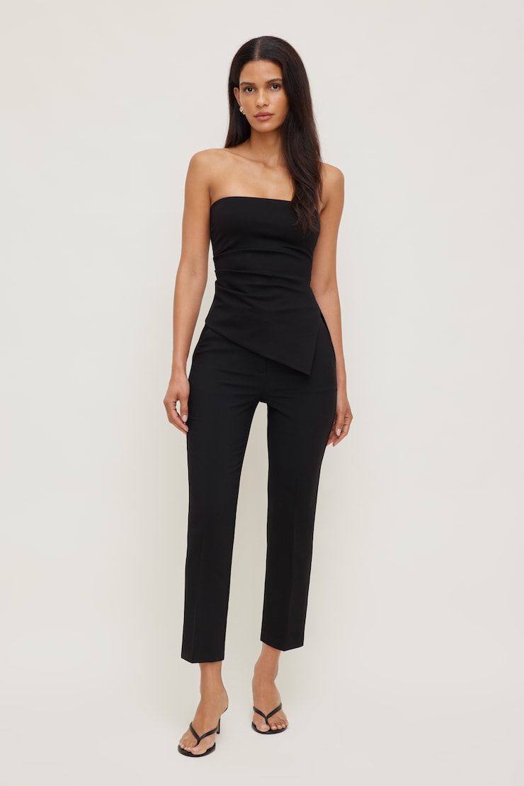 High Rise Slim Fit Pants - Dynamite - Black - Women Clothing
