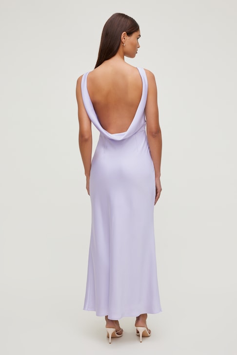 Open Back Linen Midi Dress Pink