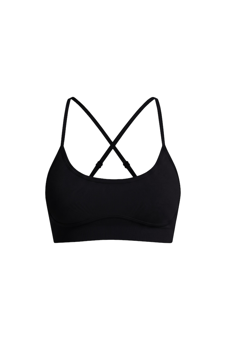 Active Seamless Micro Bra, JET BLACK, large