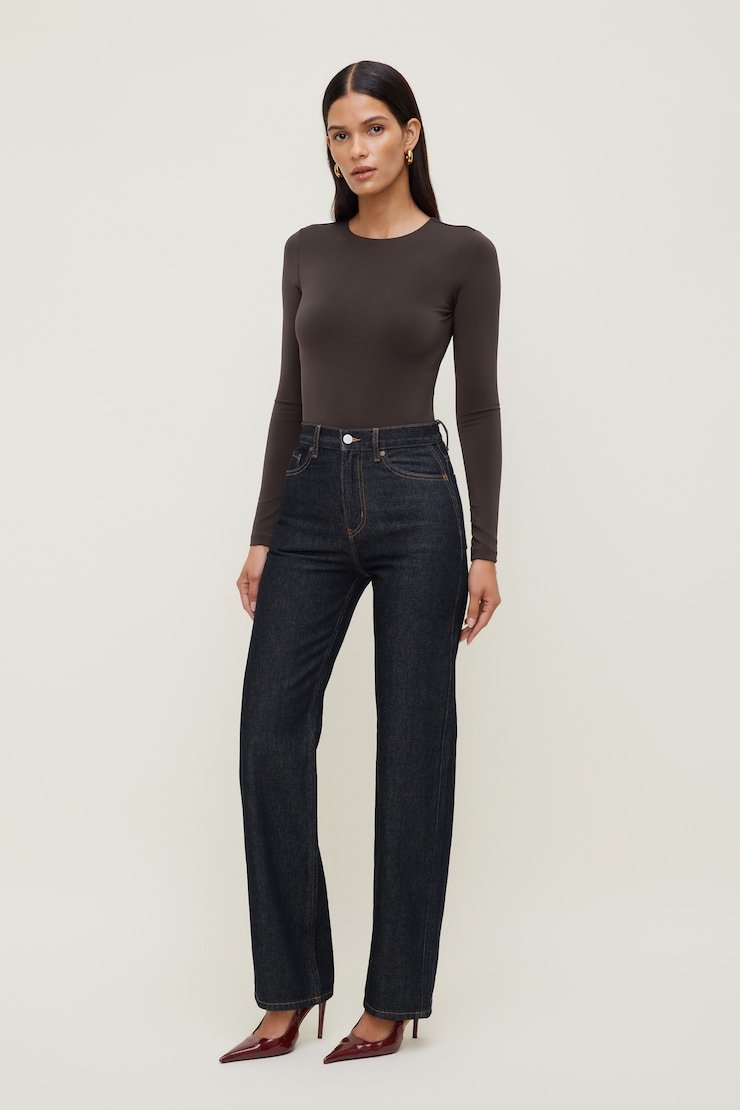 Sculpt Crewneck Bodysuit Java Brown large