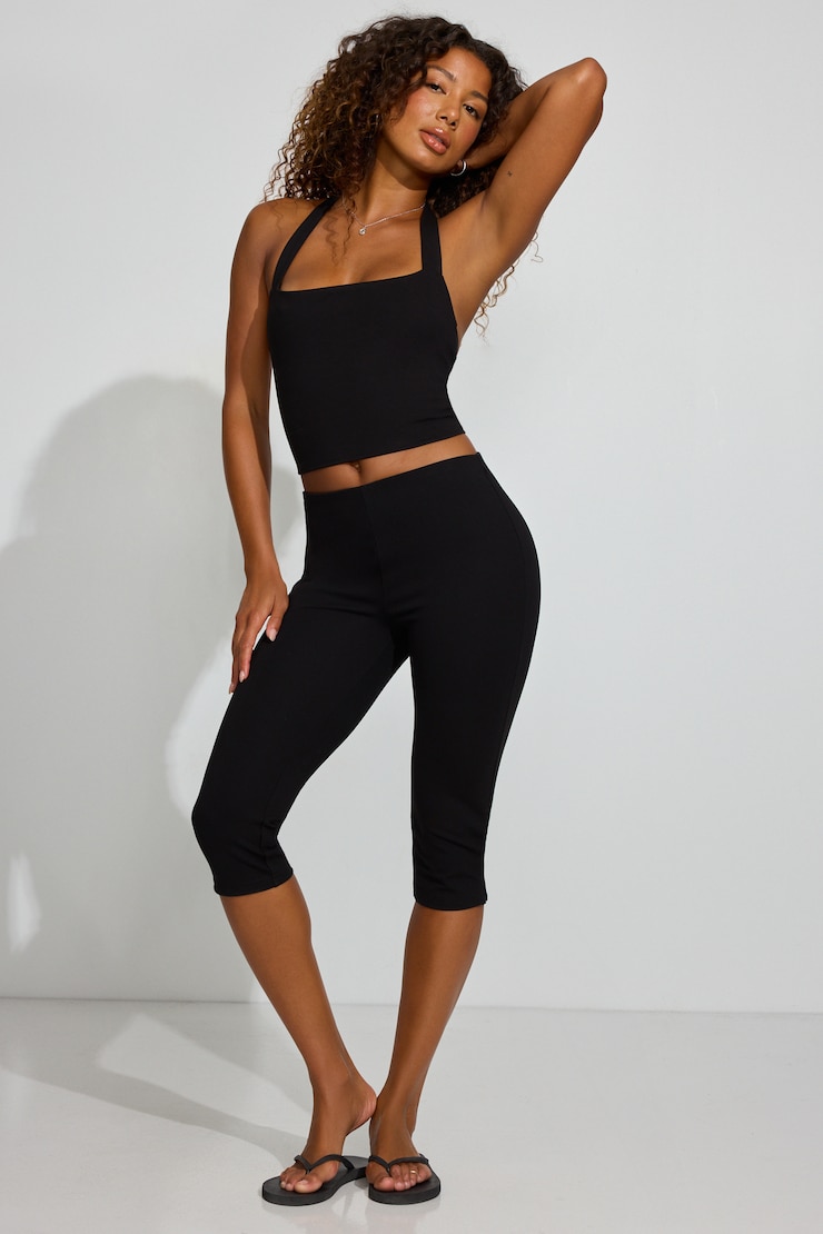 Knit Capri Pants, Jet Black, large