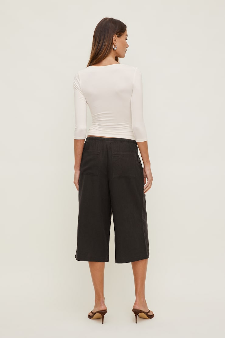 Leo Linen Capri Pants Chocolate Torte Brown large