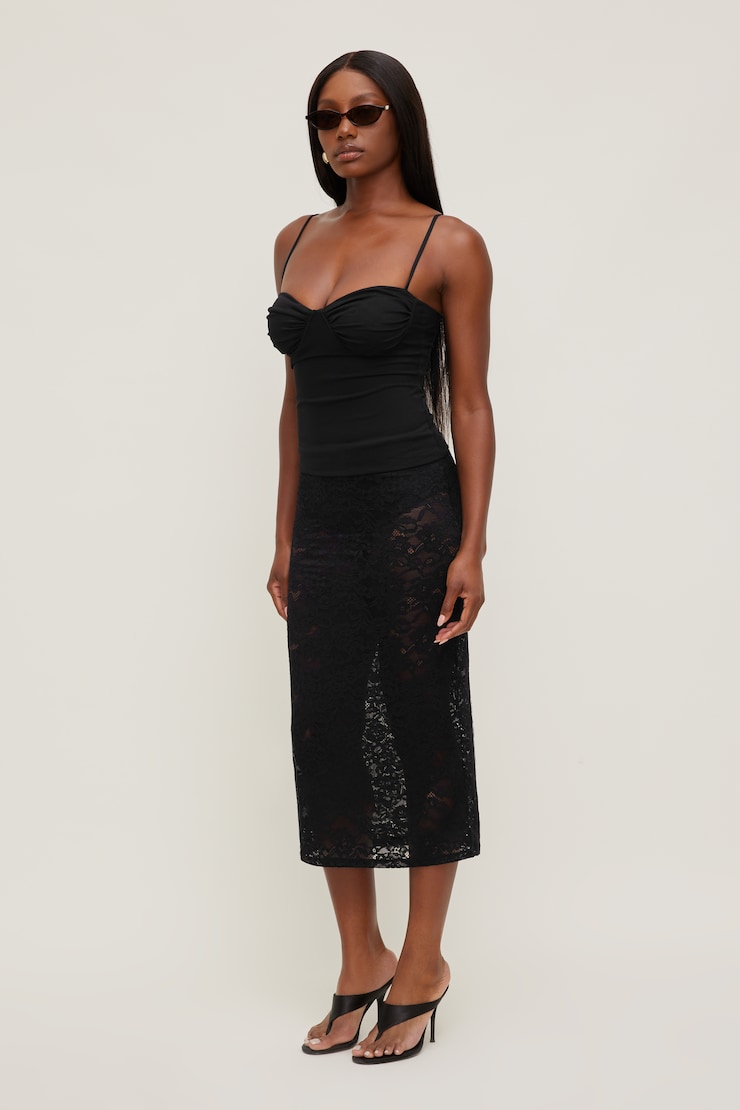 Monet Mesh Top Jet Black large