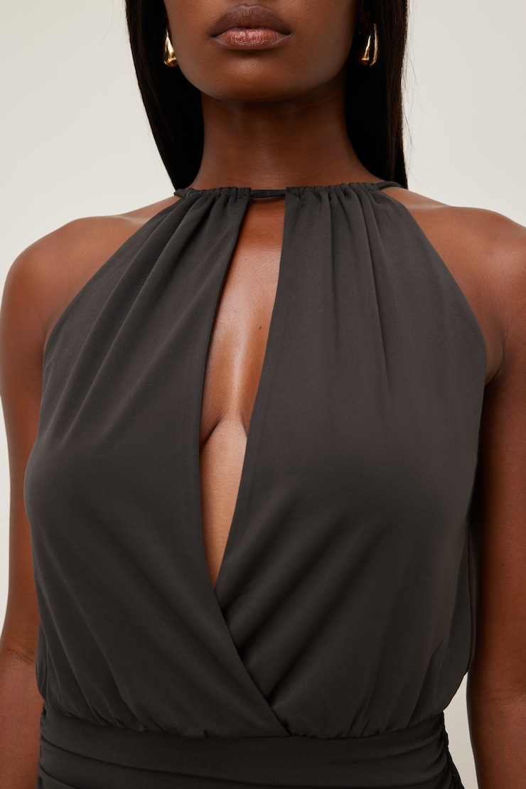 Sculpt Keyhole Mini Dress Chocolate Torte Brown large