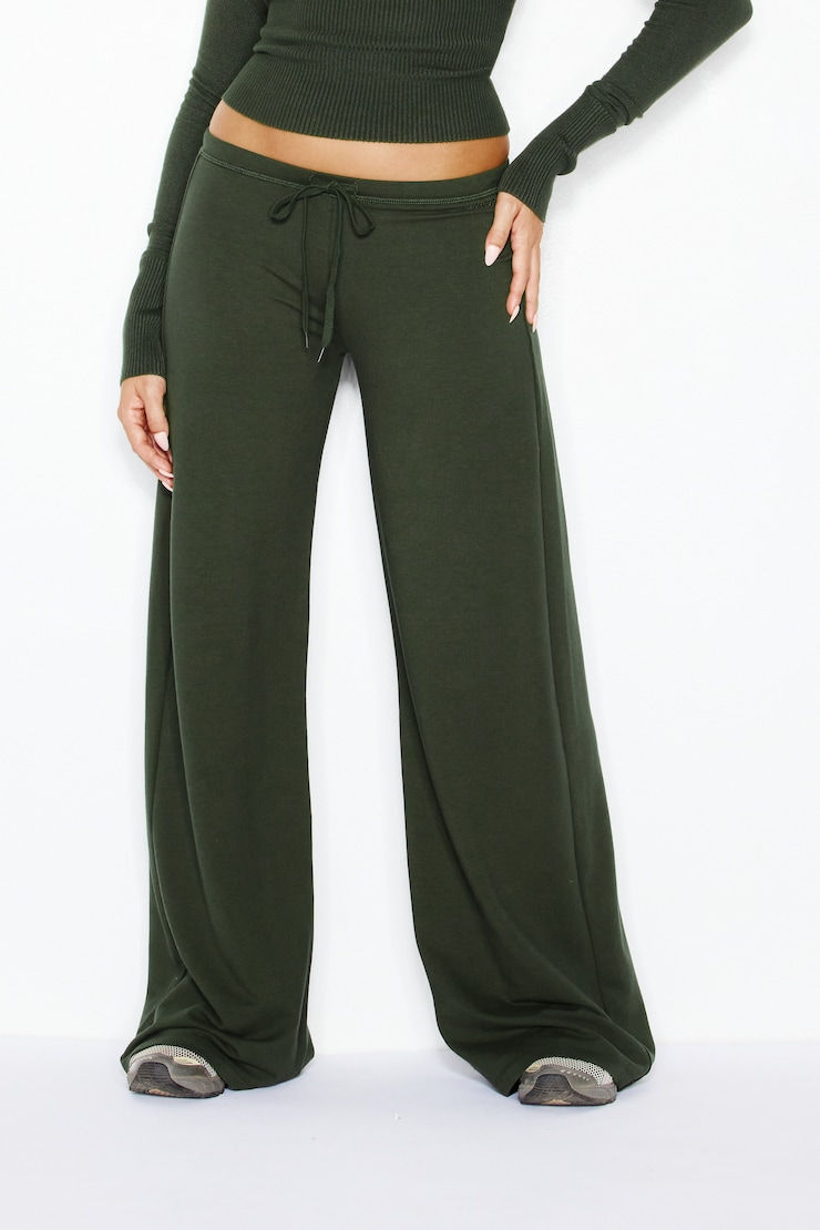 StretchTerry™ Wide Leg Pants, Olive Obsession, large