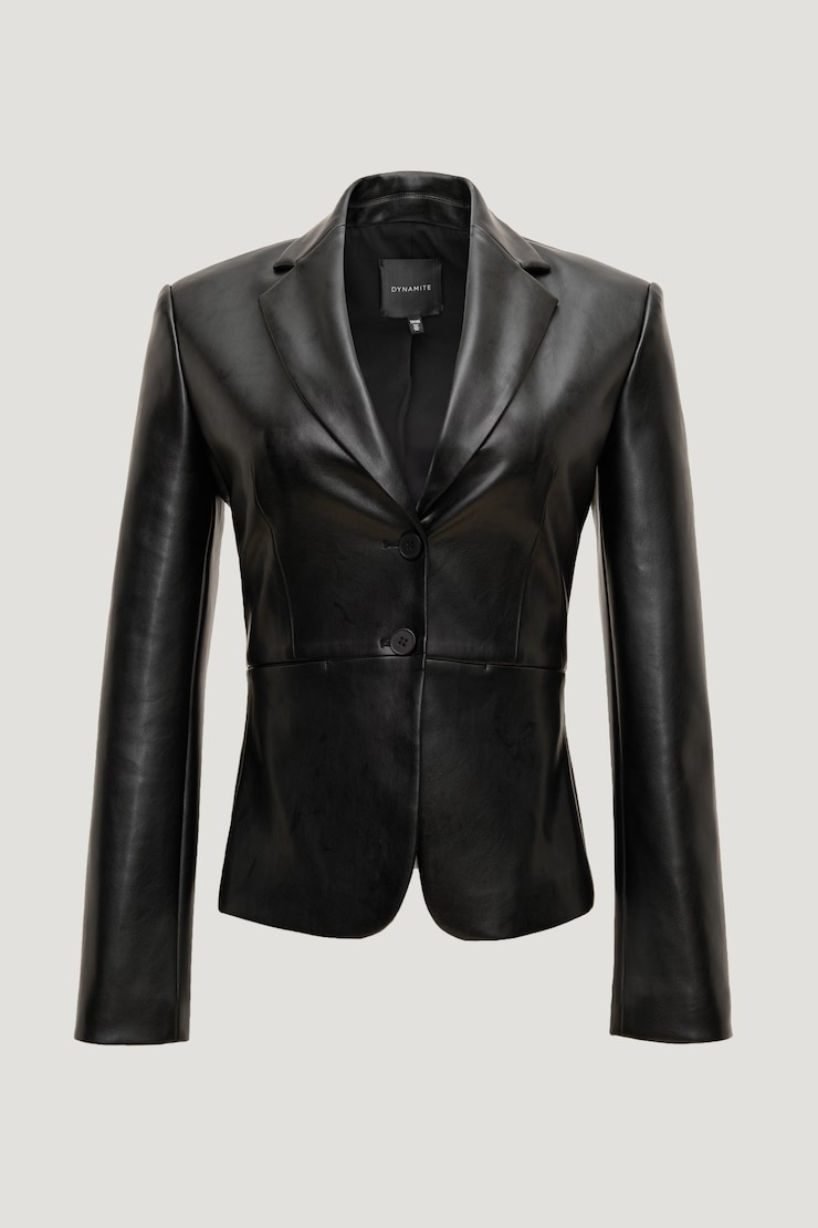 Fitted Faux Leather Blazer