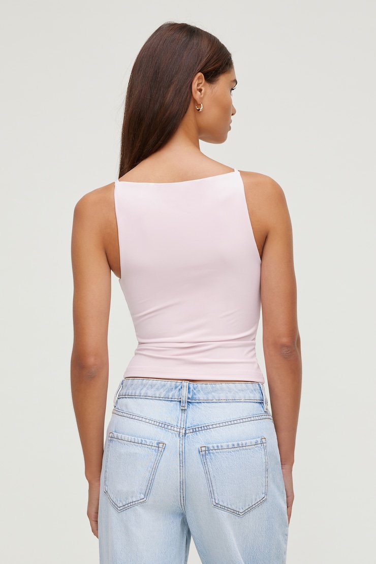 Sculpt Strappy Boat Neck Tank Top Pink | Dynamite