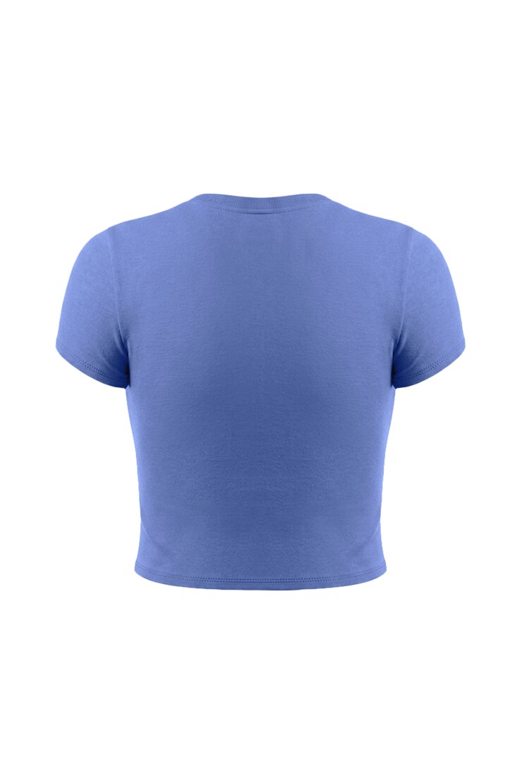 SuperSoft Cropped Crewneck T-Shirt, Blue Blush with Locked In Art, large