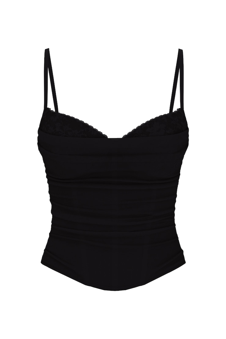Ally Mesh Peekaboo Bustier, Jet Black, large