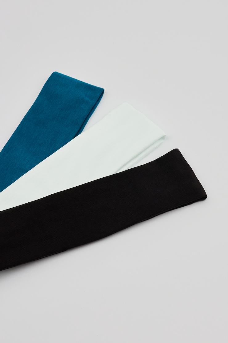 Set of 3 Stretchy Headbands, Mint/Aura Blue/Black, large