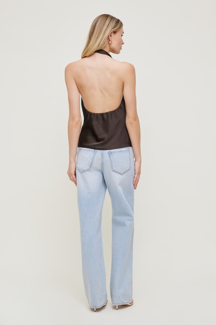 Camila Satin Blouse Java Brown large