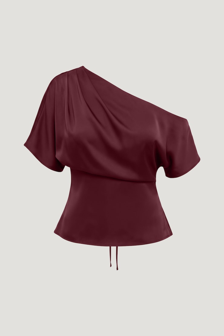Alexa Satin Blouse Maroon Banner large