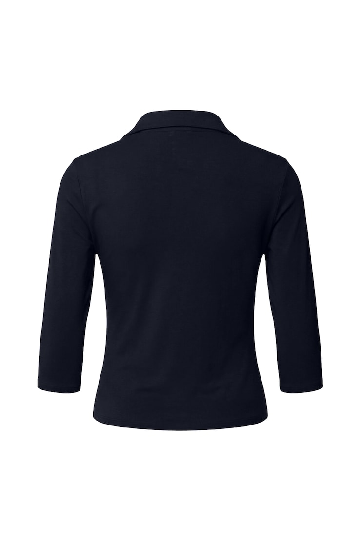 Sleek 3/4 Sleeve Polo Top, Naughty Navy Blue, large
