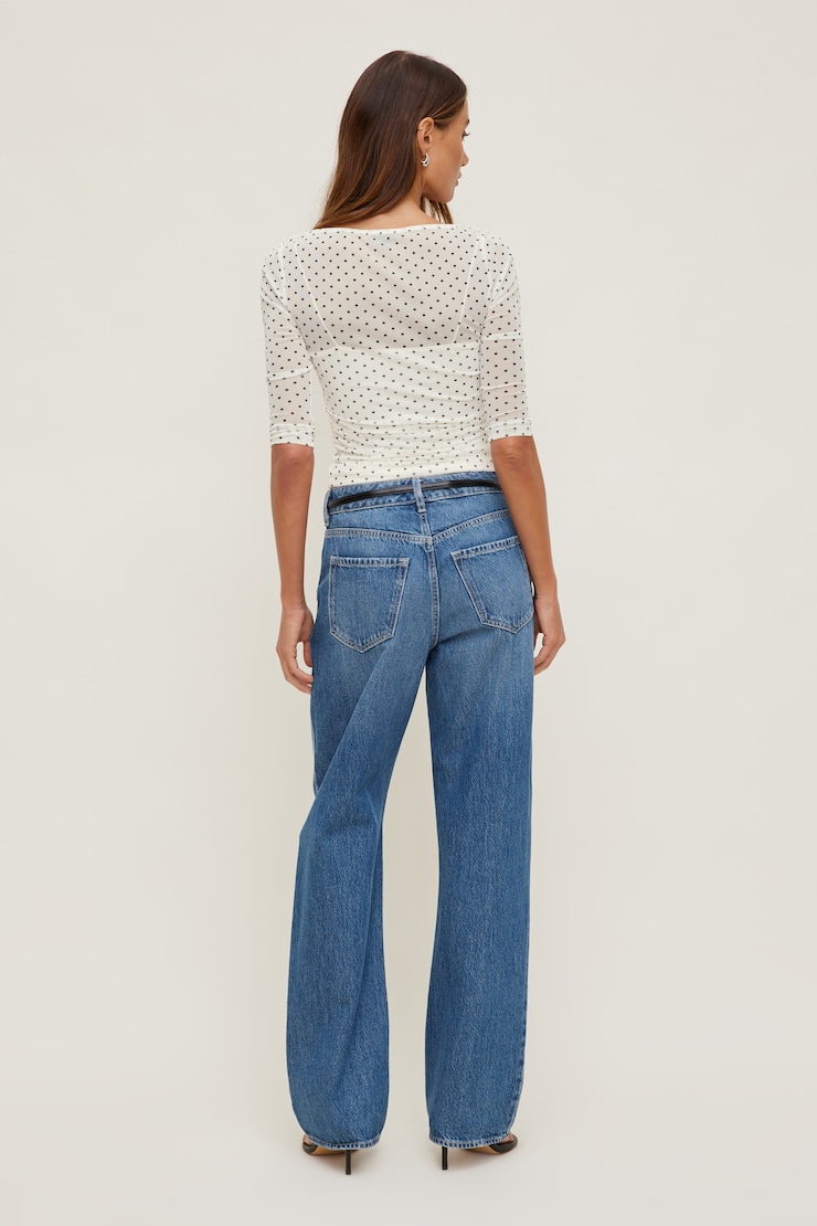 Maude Mesh Top White w/ Black Polka Dots large