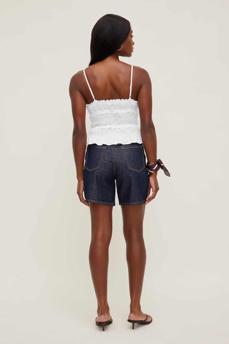 Smocked Poplin Cami Top Bright White large