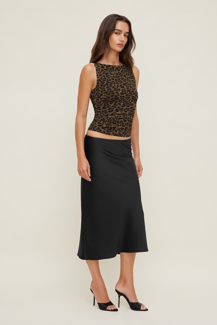 Nola Printed Mesh Tank Top Leopard Brown large