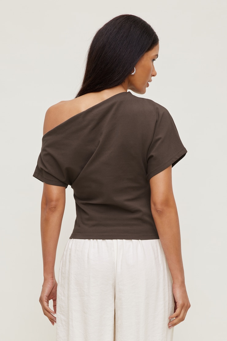 Alexa Cotton Spandex T Shirt Light Mocha Brown large