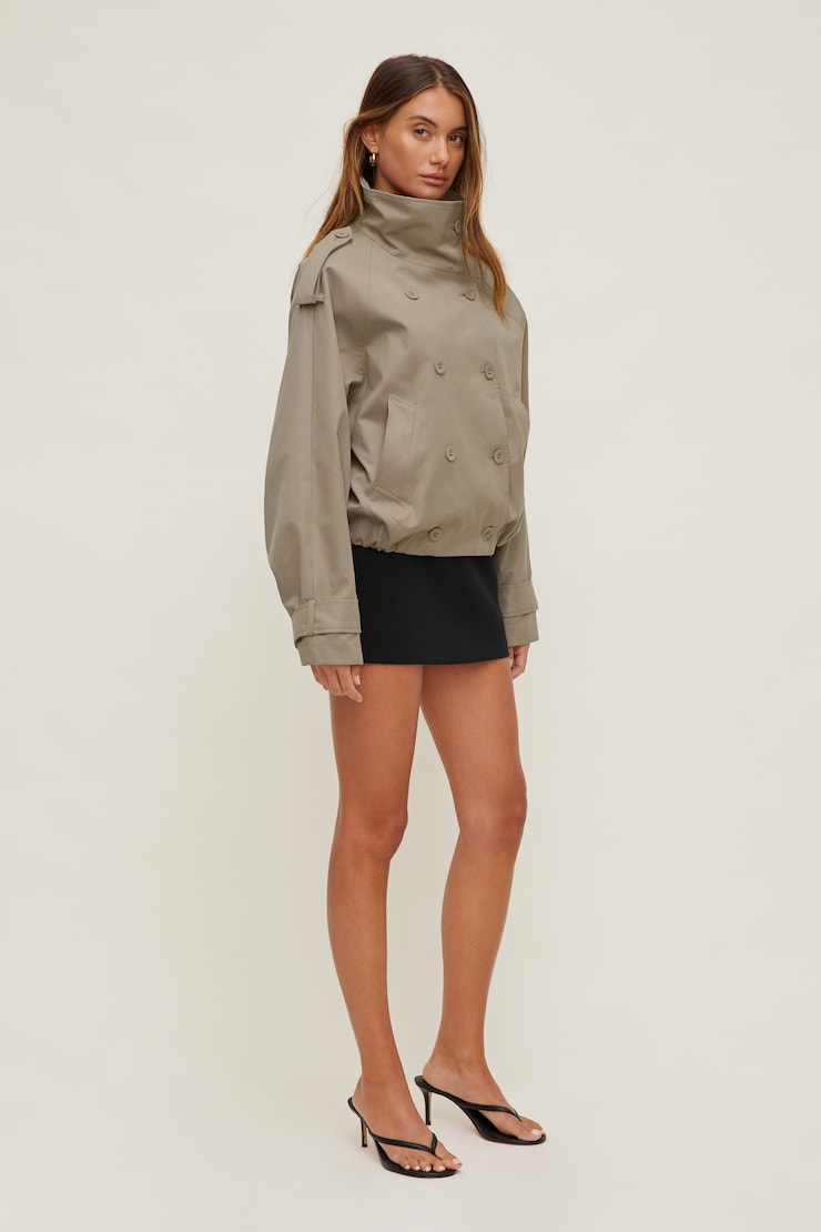 Siena Trench Bomber Jacket Desert Taupe Beige large