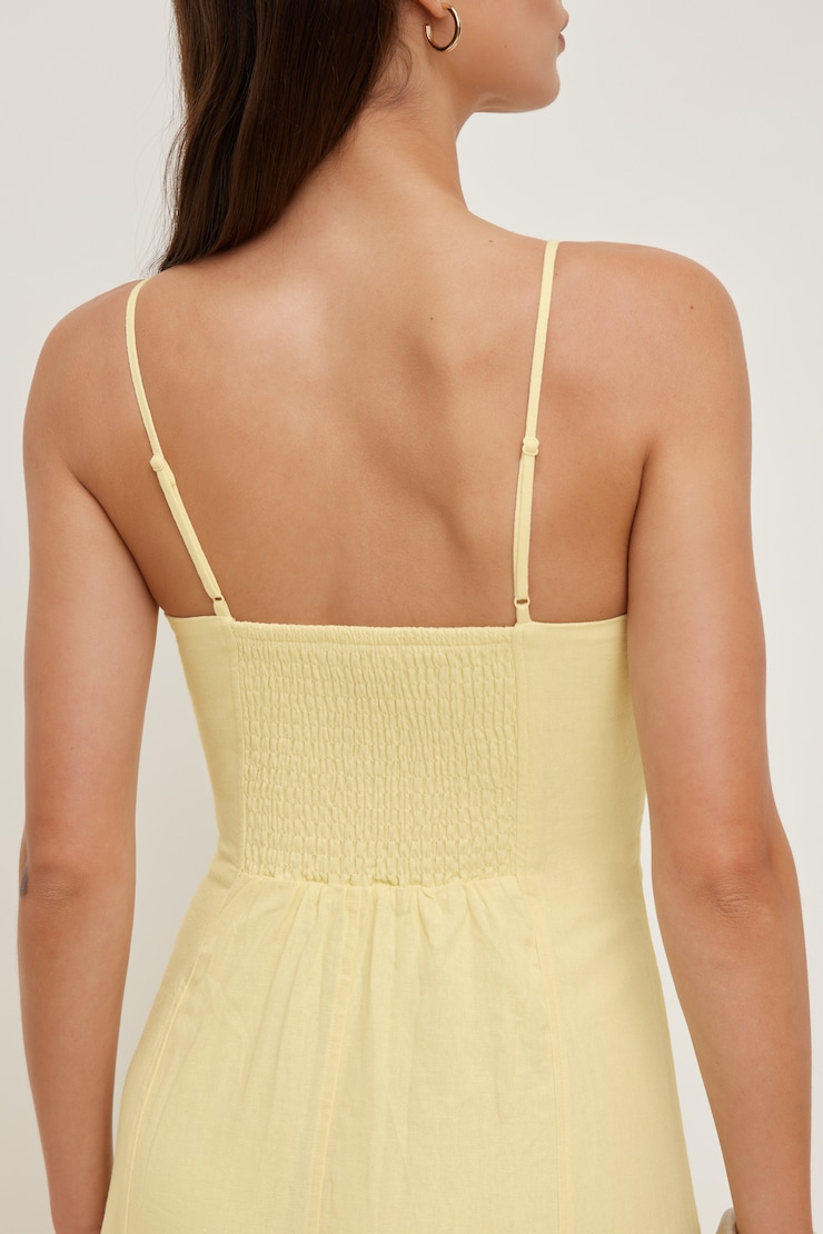 Belle Linen Midi Dress Double Cream Yellow large