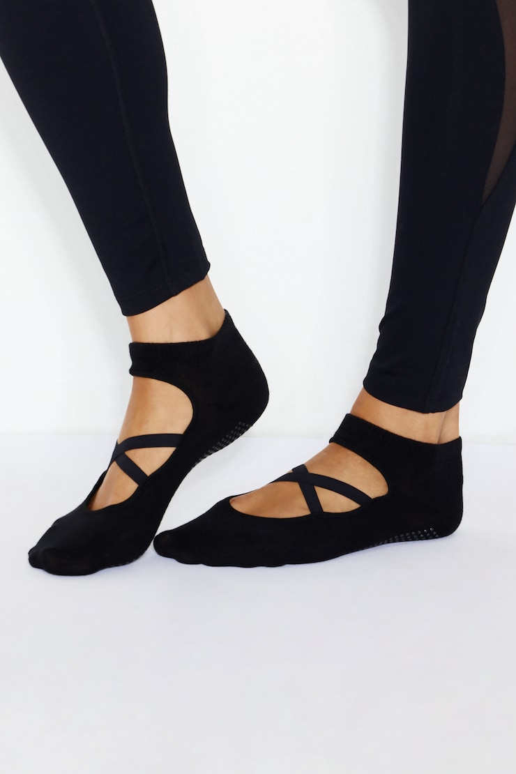 The Pilates Socks, Jet Black, large