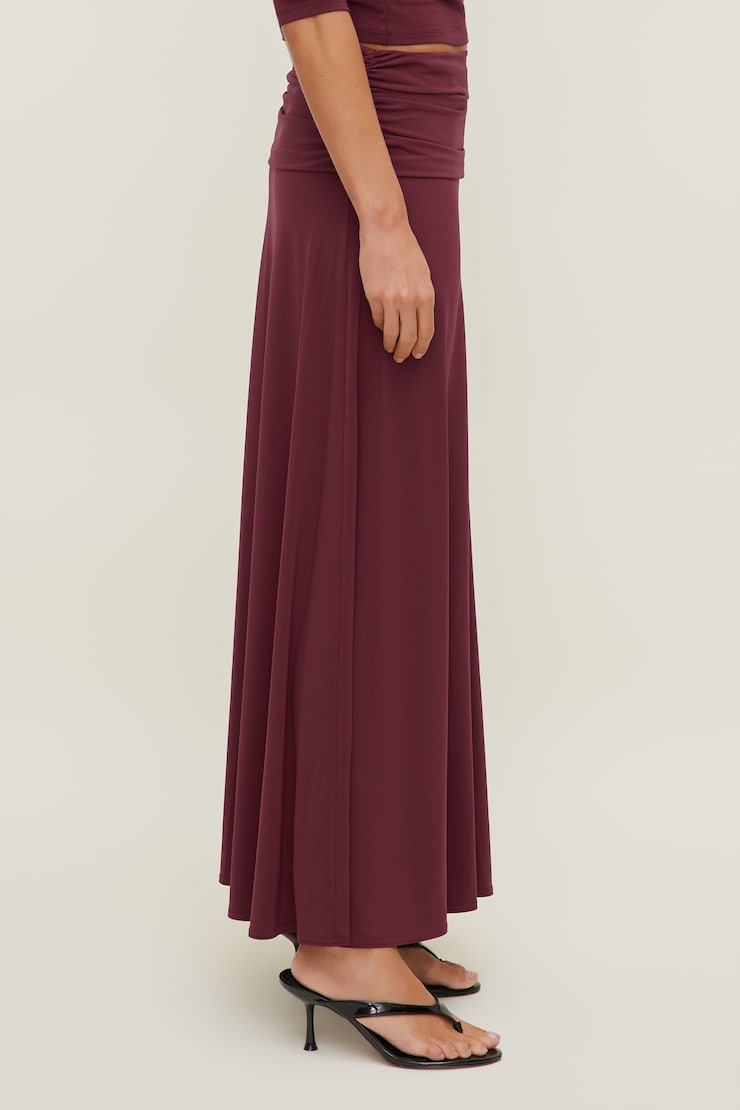 Sculpt Foldover Maxi Skirt Maroon Banner large