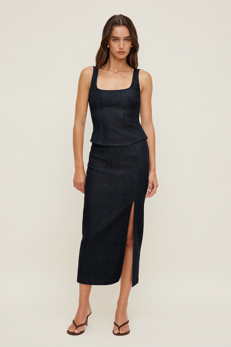 Denim Bustier Top Dark Indigo / Rinse large