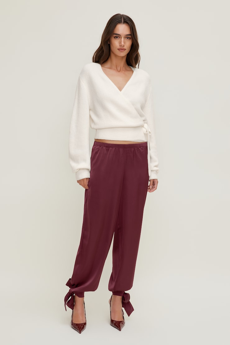 Satin Balloon Pants Maroon Banner large