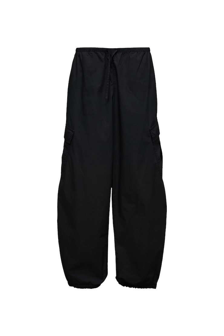 Poplin Balloon Cargo Pants, JET BLACK, large