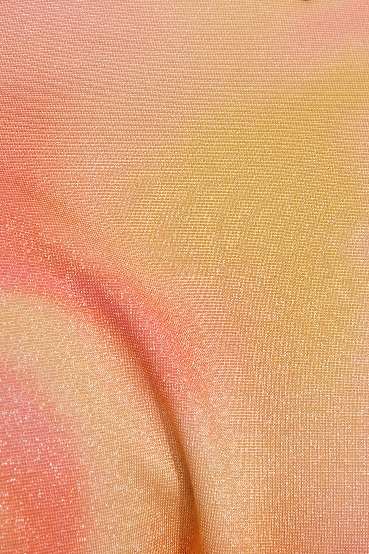 Metallic Cheeky Side Tie Bikini Bottom, Orange/Silver Blur, large