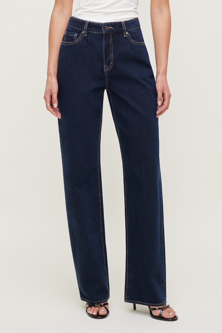 Mika Mid Rise Relaxed Straight Leg Jeans Dark Indigo / Saranac Blue large