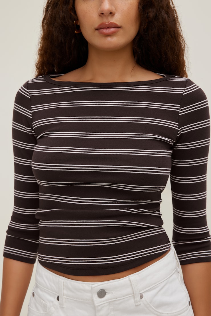 Maude Striped T Shirt Cherry Lacquer Burgundy / White Stripes large