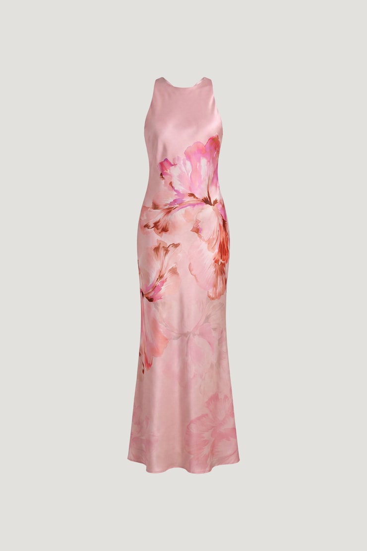 Andy Satin Maxi Dress Pink Floral large