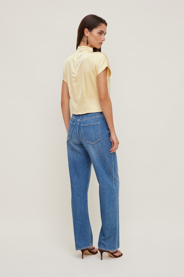 Ella Layered Satin Blouse Pale Yellow large