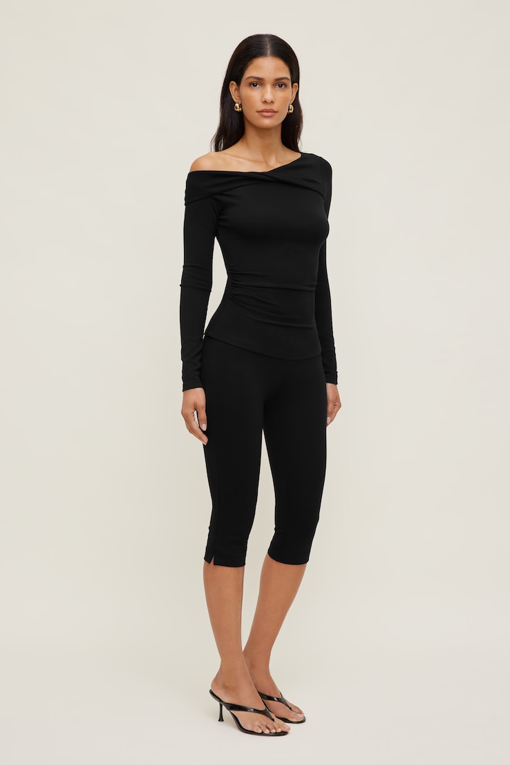 Twisted Long Sleeve Top Jet Black large