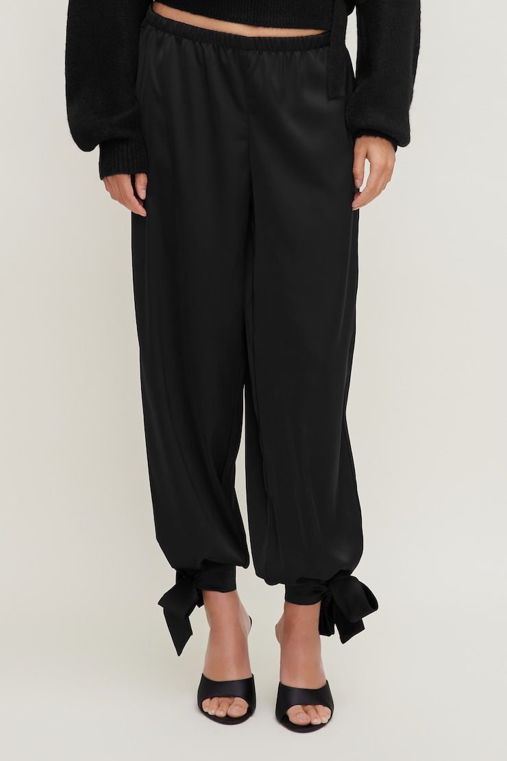 Satin Balloon Pants Jet Black large