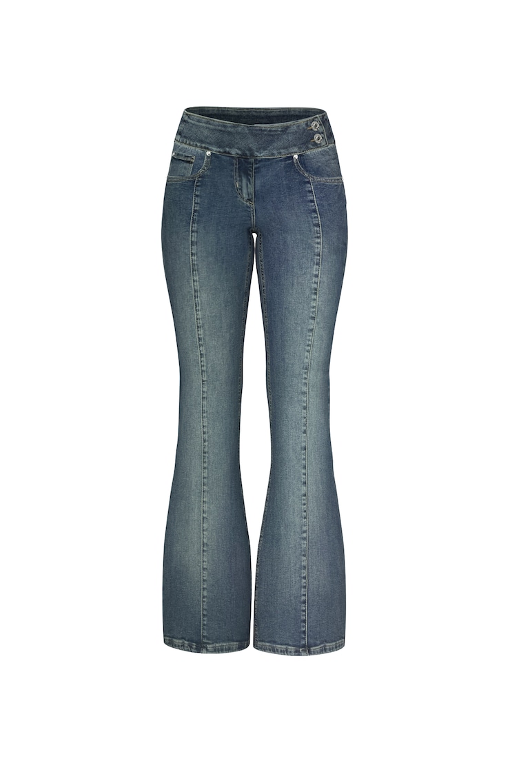 Low Rise Flare Jeans, Iris Blue, large