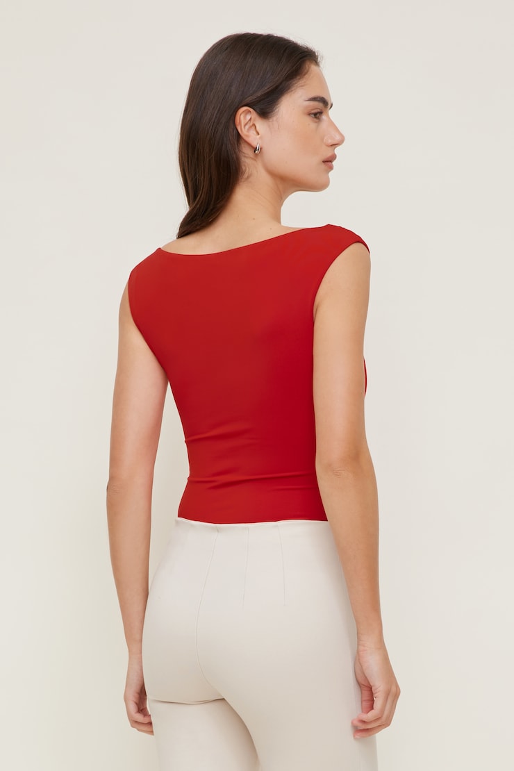 Sculpt Plunge Sweetheart Bodysuit Goji Berry Red large