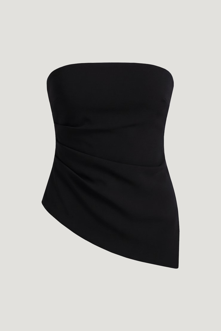 Asymmetric Ponte Tube Top Jet Black large