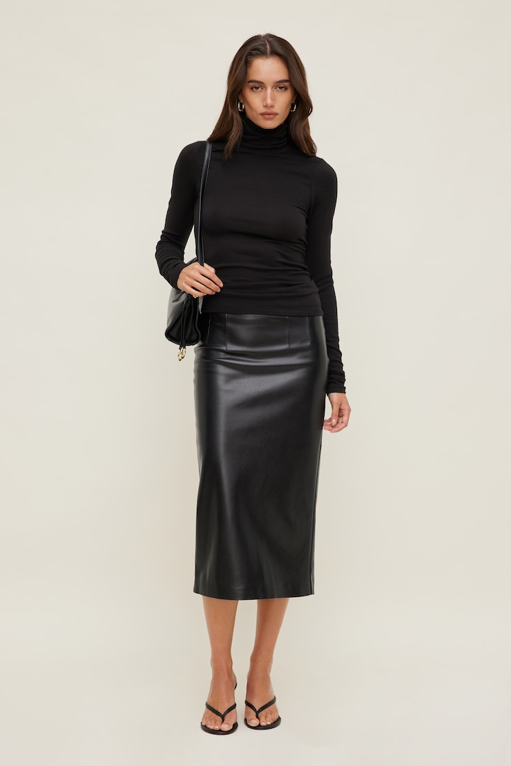 Fitted Turtleneck Top Jet Black large