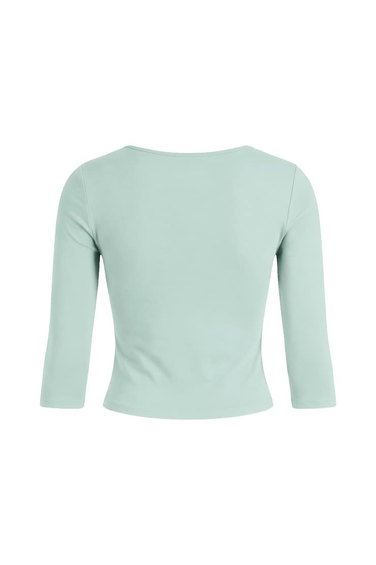 Plunge 3/4 Sleeve Top, Turquoise Trouble, large