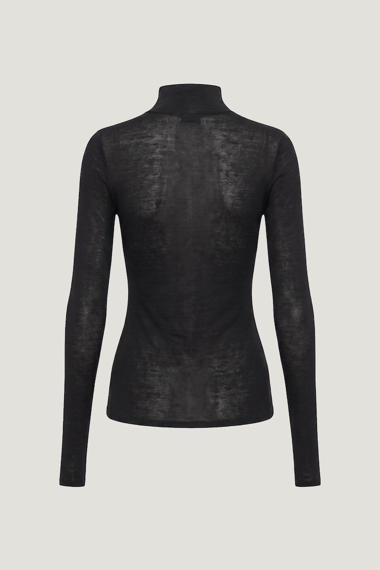 Sheer Mock Neck Sweater Jet Black large