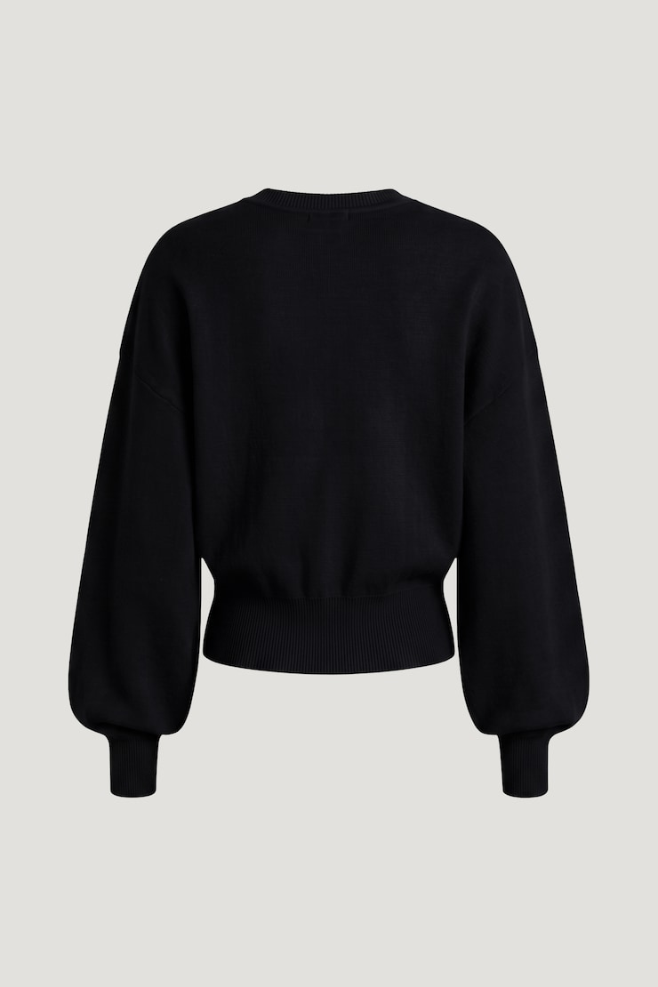Cinched V Neck Sweater Jet Black large